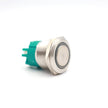 Nyomógomb kör fém 22mm 24V kék led