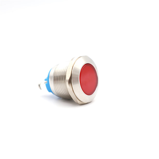 Visszajelző kör fém 19mm 24V piros led