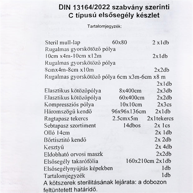Elsősegély klt. C típusú