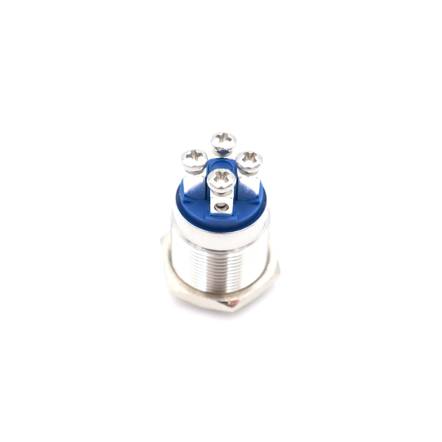 Nyomógomb kör fém 19mm 12V sárga LED