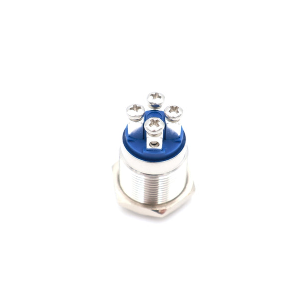 Nyomógomb kör fém 19mm 12V sárga LED