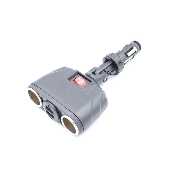 Szivargyújtó dugó 2-es+2USB 12/24V 8A