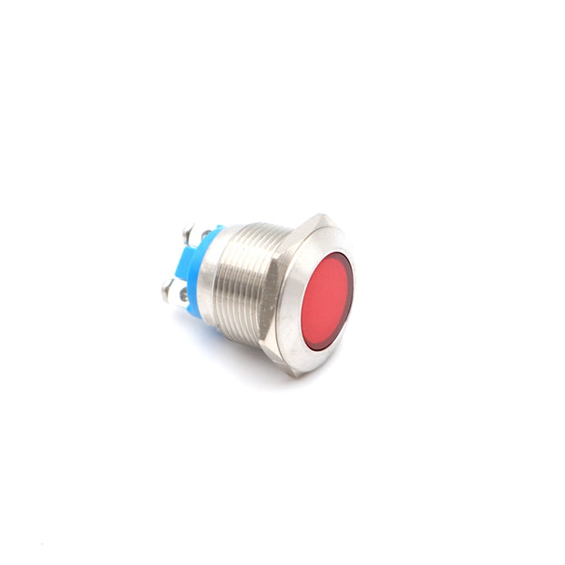 Visszajelző kör fém 19mm12V P piros LED