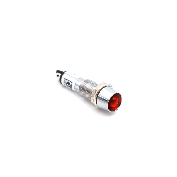 Visszajelző kör fém 8mm 24V piros led