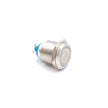 Nyomógomb kör reteszelős fém K 19mm 12V kék LED