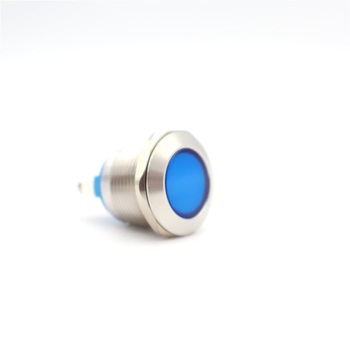 Visszajelző kör fém 19mm 24V kék led