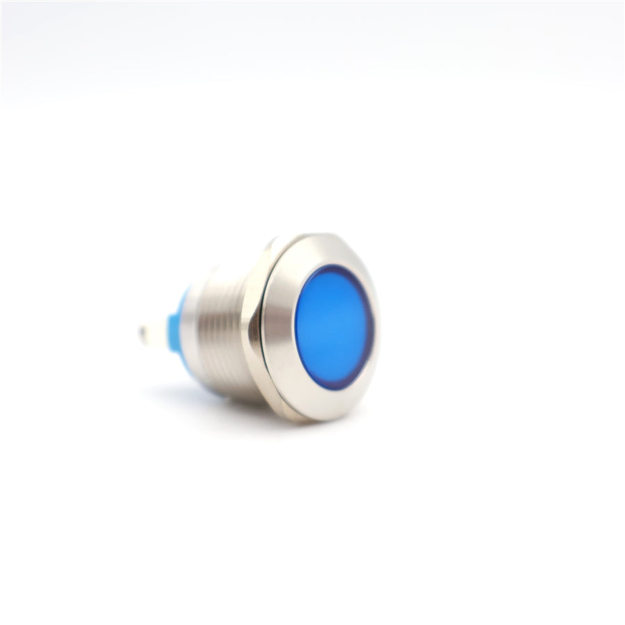 Visszajelző kör fém 19mm 24V kék led
