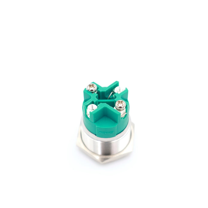 Nyomógomb kör fém 22mm 24V kék led
