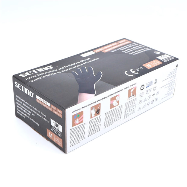 Vizsgálókesztyű fekete nitril  M (100db/doboz)