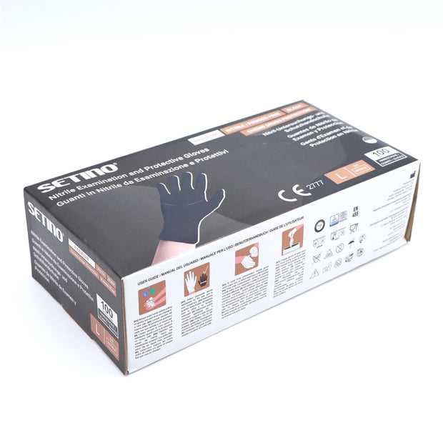 Vizsgálókesztyű fekete nitril L (100db/doboz)