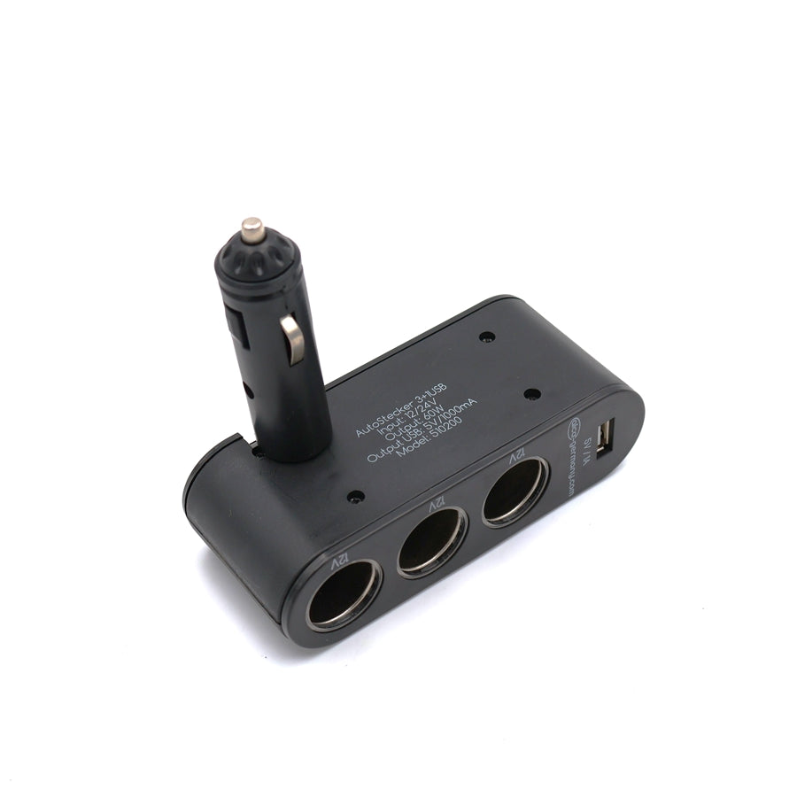 Szivargyújtó elosztó 3-as+USB 12V