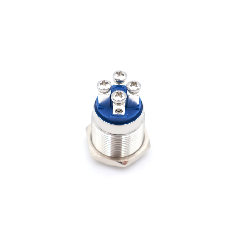 Nyomógomb kör fém 19mm 12V zöld LED