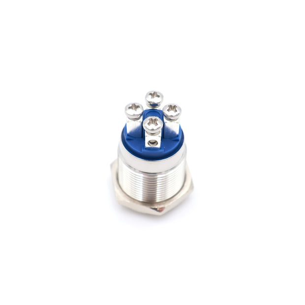 Nyomógomb kör fém 19mm 12V zöld LED