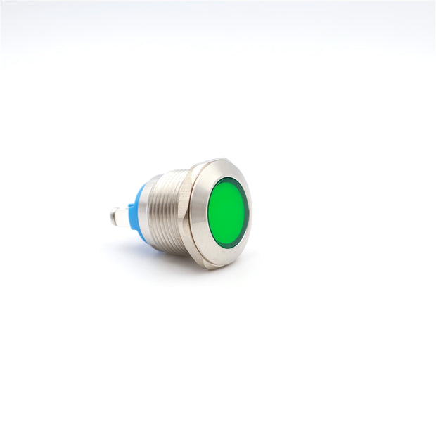 Visszajelző kör fém 19mm 24V zöld led